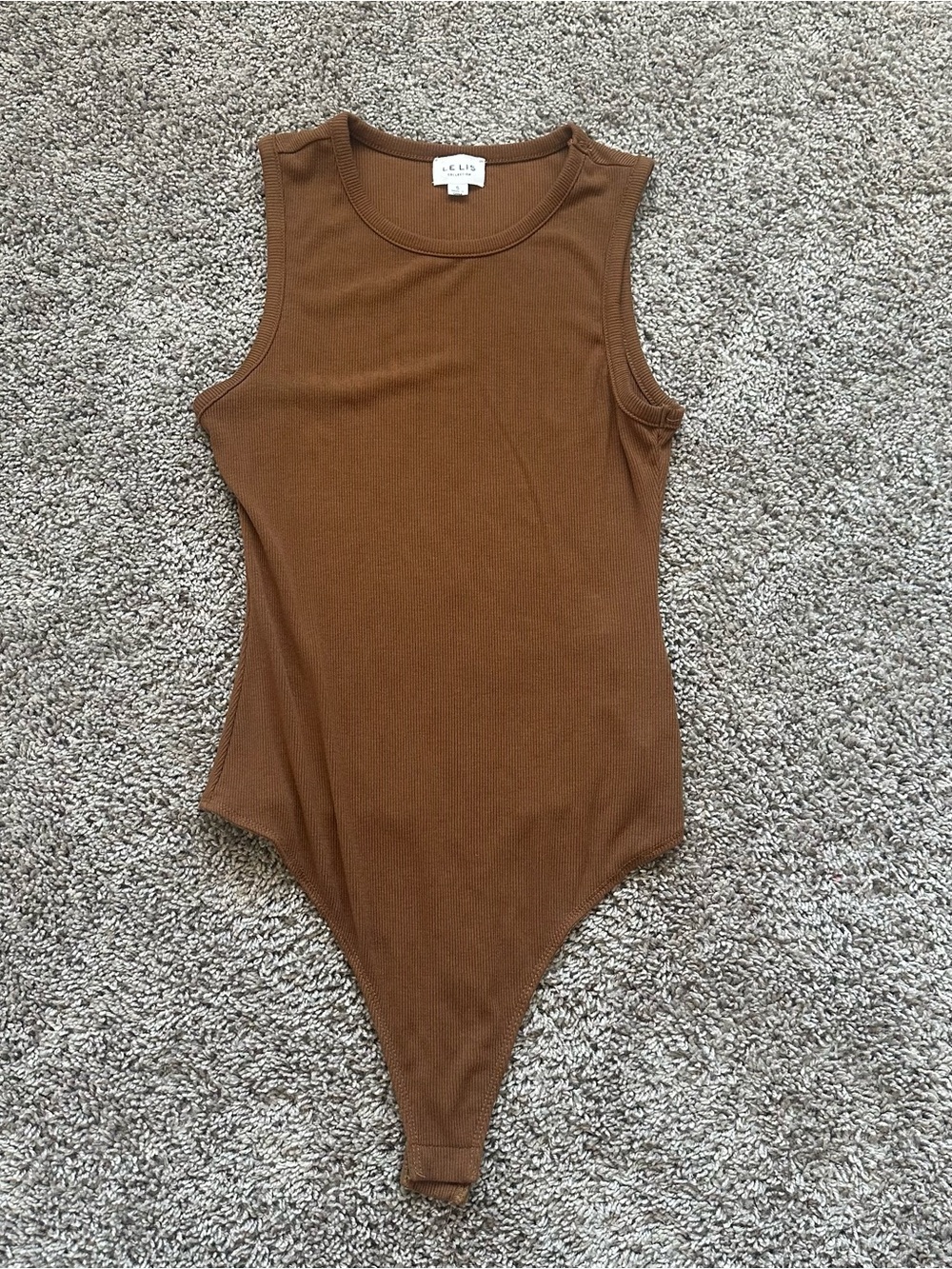 Le Lis Brown Ribbed Tank Bodysuit